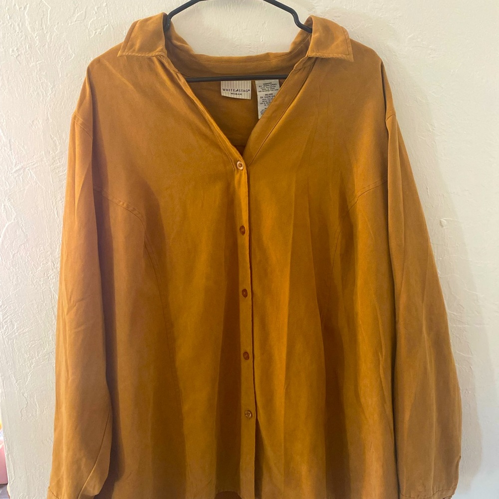 Vintage Brown Velvet Long Sleeve Button Up w/ Silk Interior